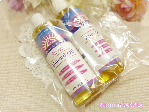 Heritage Products, Sweet Almond OilとAura Glow